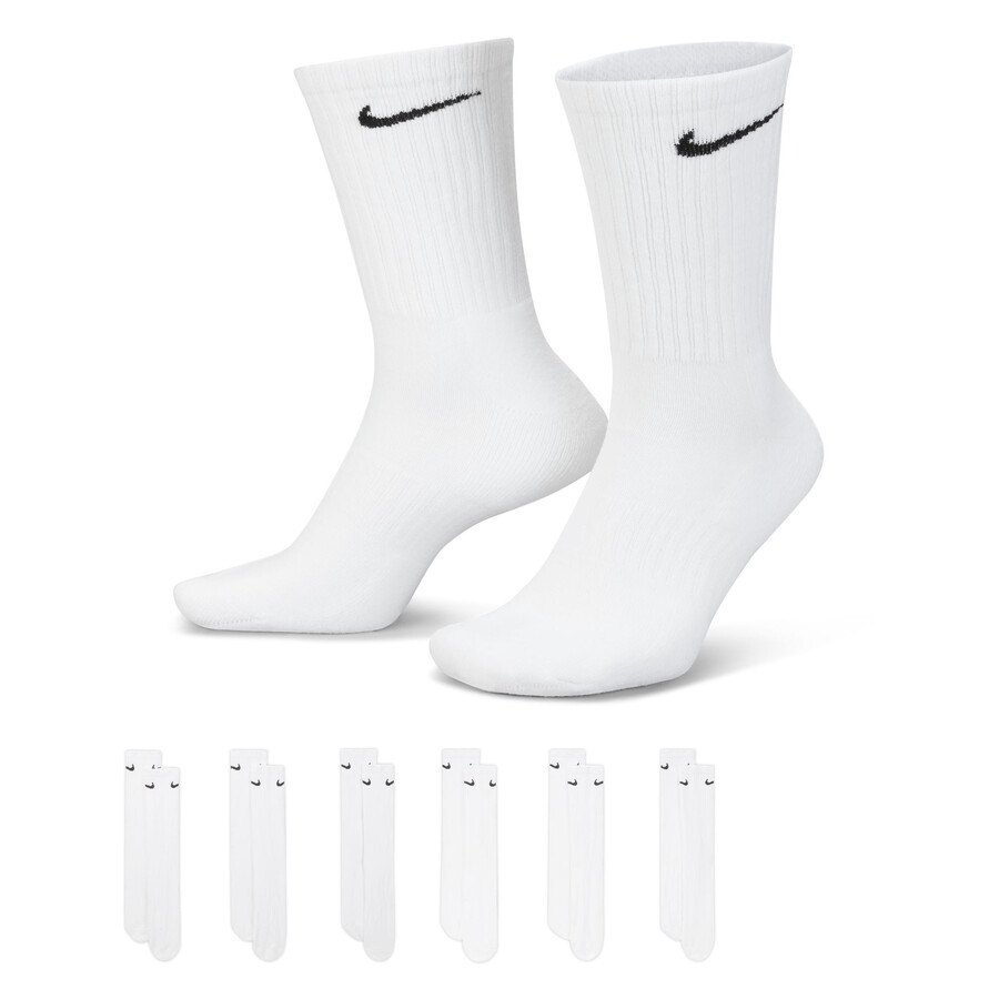 Lot 6 paires chaussettes entraînement Nike Crew Everyday blanc noir