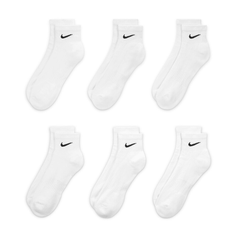 Lot 6 paires chaussettes entraînement Nike Everyday blanc noir 