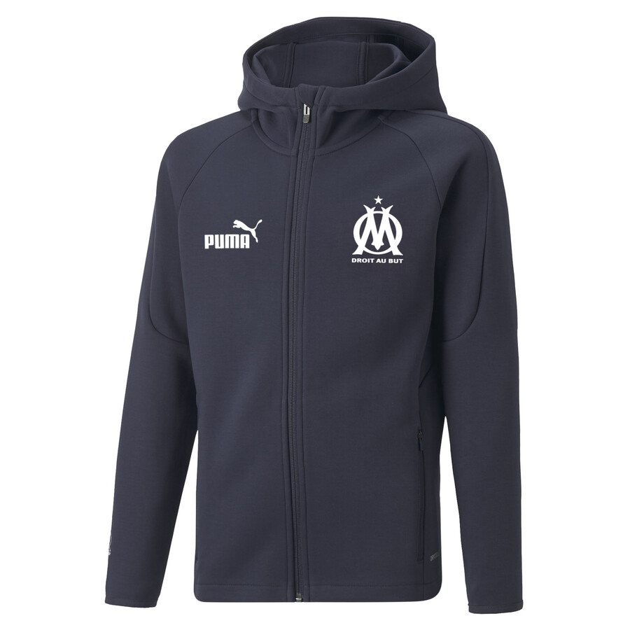 Veste survetement junior OM Casual bleu fonce 2022 23 sur Foot