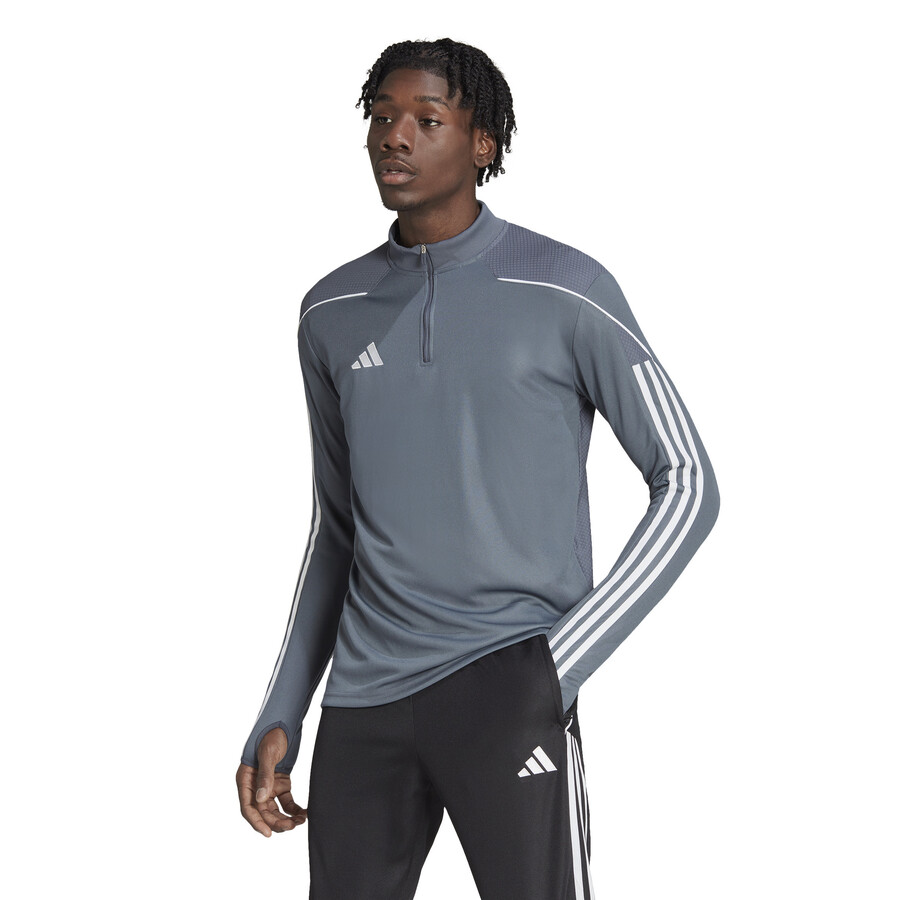 Sweat zippé adidas Tiro23 gris blanc