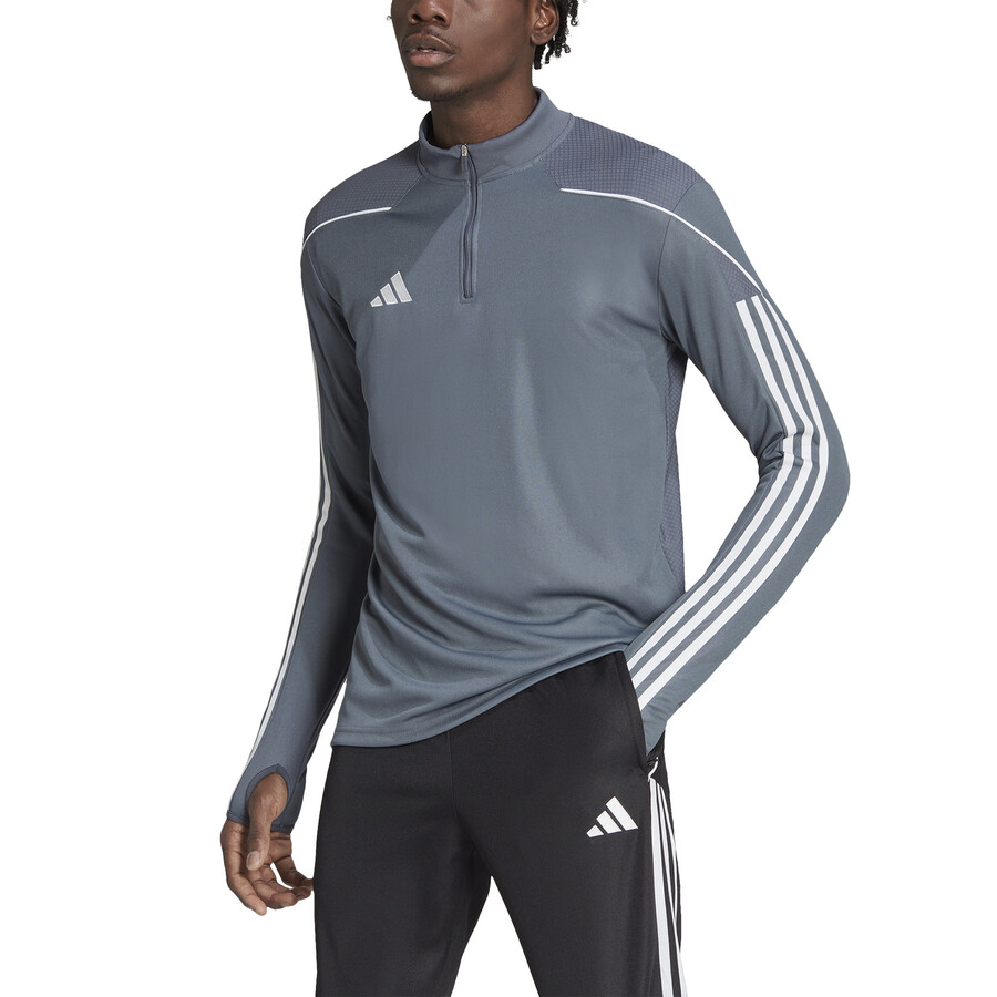 Sweat zippé adidas Tiro23 gris blanc