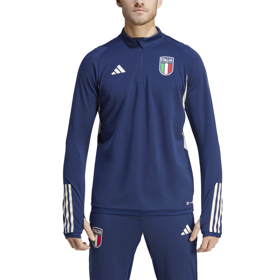 Sweat zippé Italie bleu blanc 2023