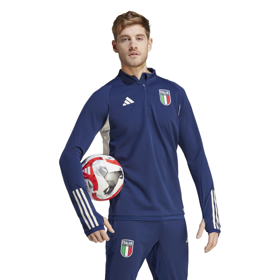 Sweat zippé Italie bleu blanc 2023