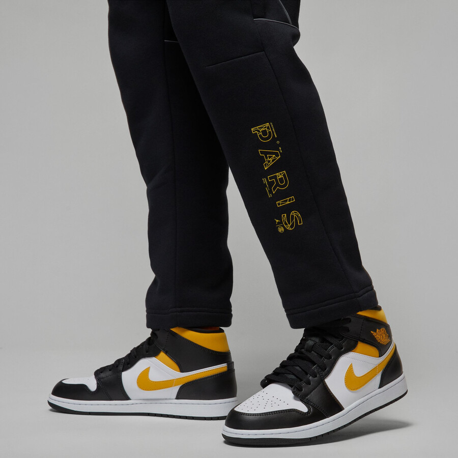 Pantalon survetement PSG x Jordan Fleece noir jaune 2022 23 sur Foot