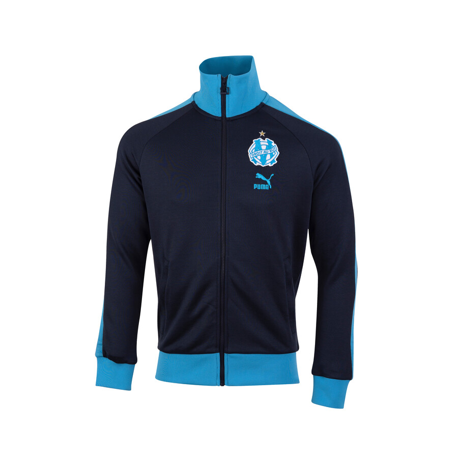 Veste survetement OM Heritage bleu 2022 23 sur Foot