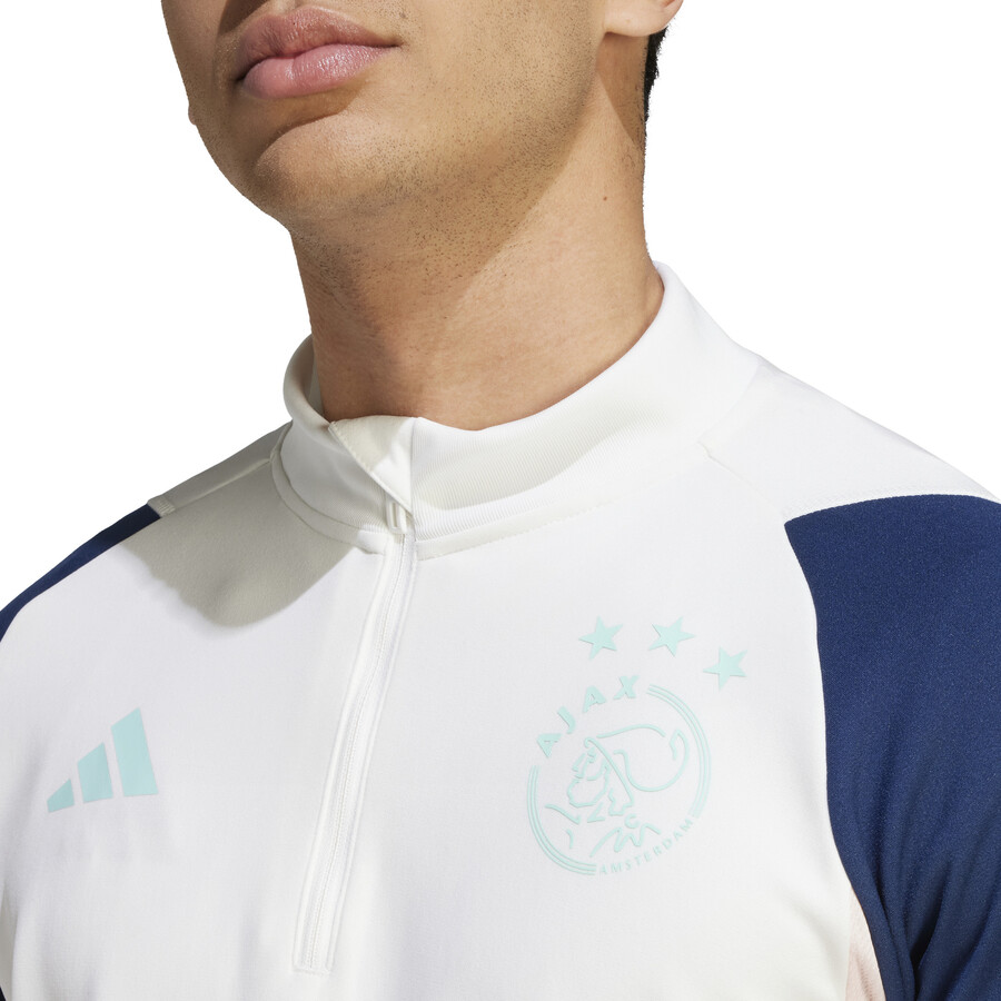 Sweat zippé Ajax Amsterdam blanc bleu 2023/24