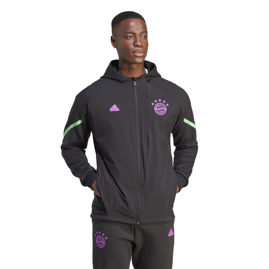 Veste survetement Bayern Munich Lifestyle noir violet 2023 24 sur Foot