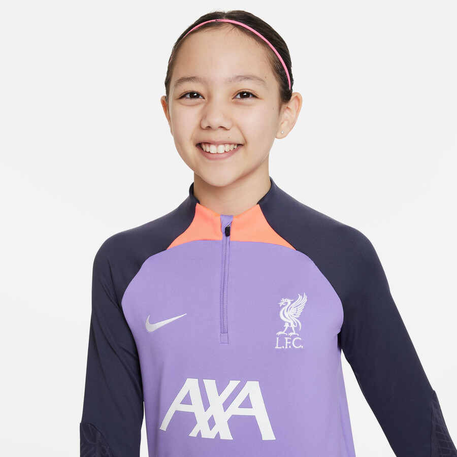 Sweat zippé junior Liverpool Strike violet noir 2023/24