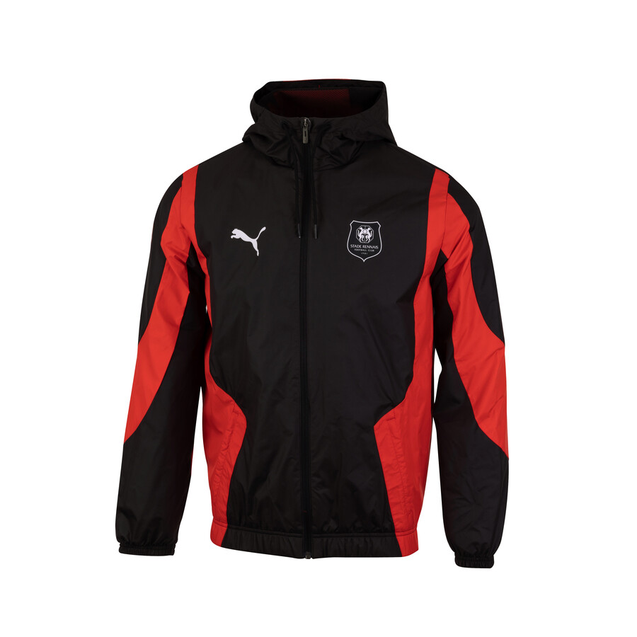 Veste survêtement avant match Stade Rennais Woven noir rouge 2023/24