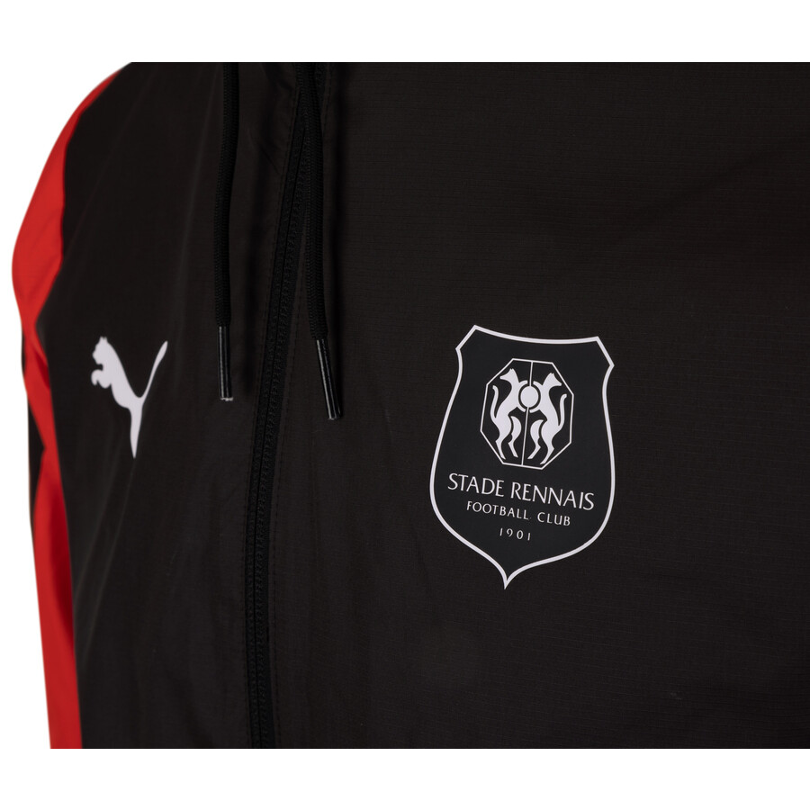 Veste survêtement avant match Stade Rennais Woven noir rouge 2023/24