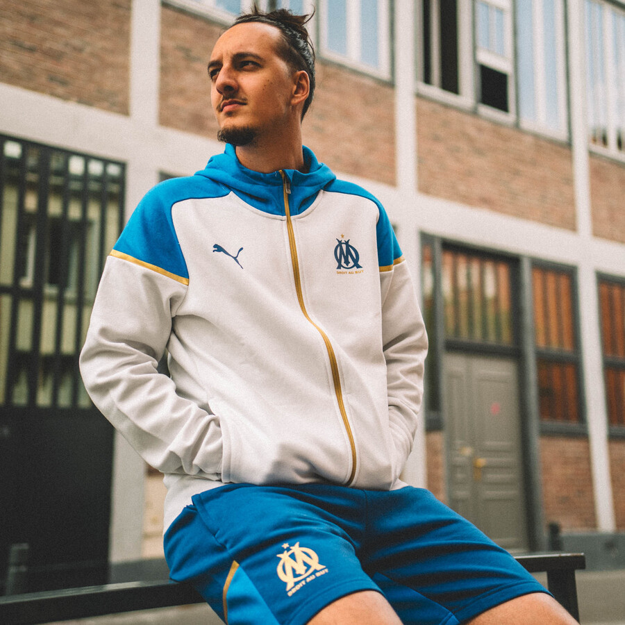 Veste survêtement OM Fleece blanc bleu 2023/24