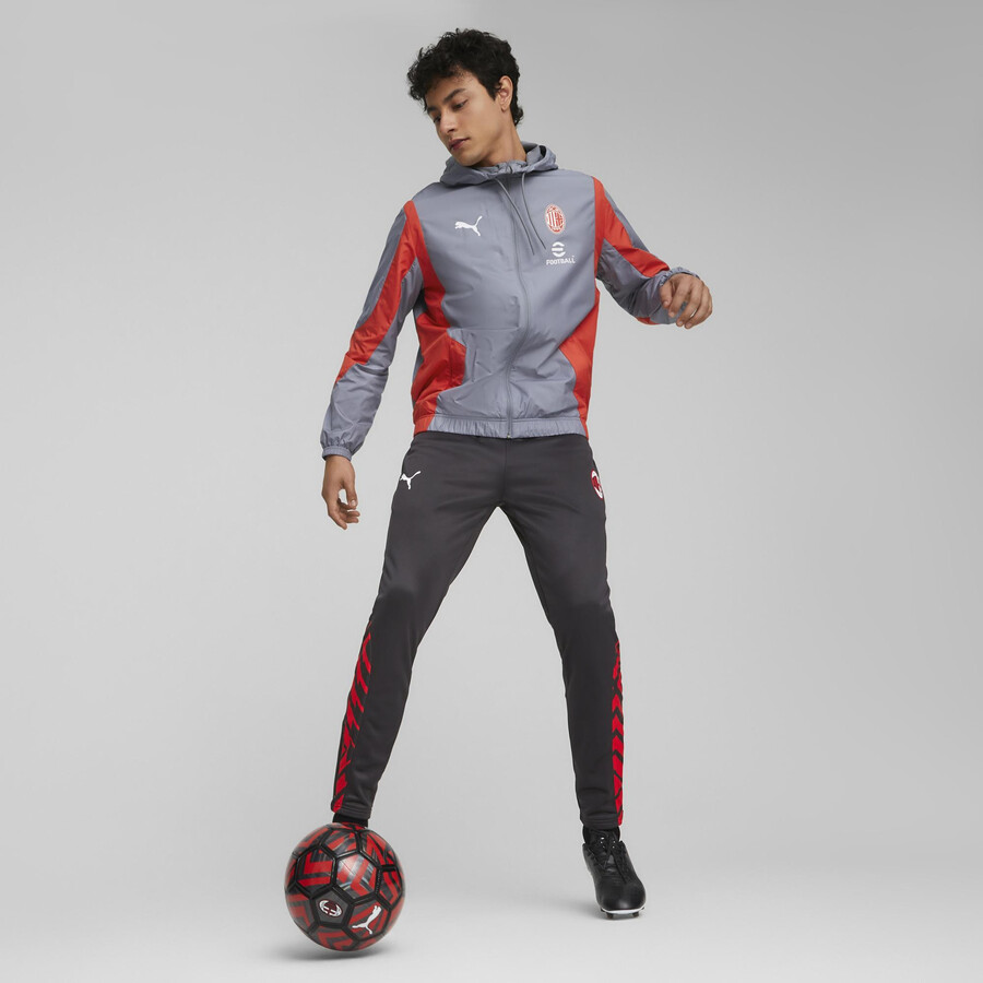 Veste survêtement avant match Milan AC woven gris rouge 2023/24