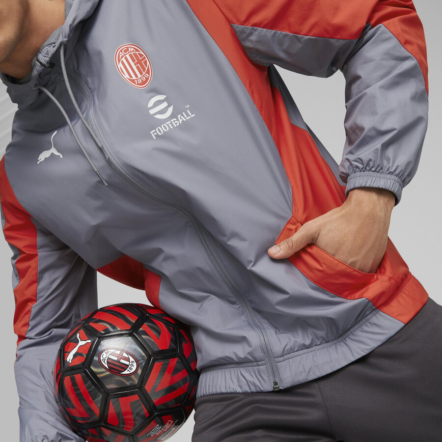 Veste survêtement avant match Milan AC woven gris rouge 2023/24