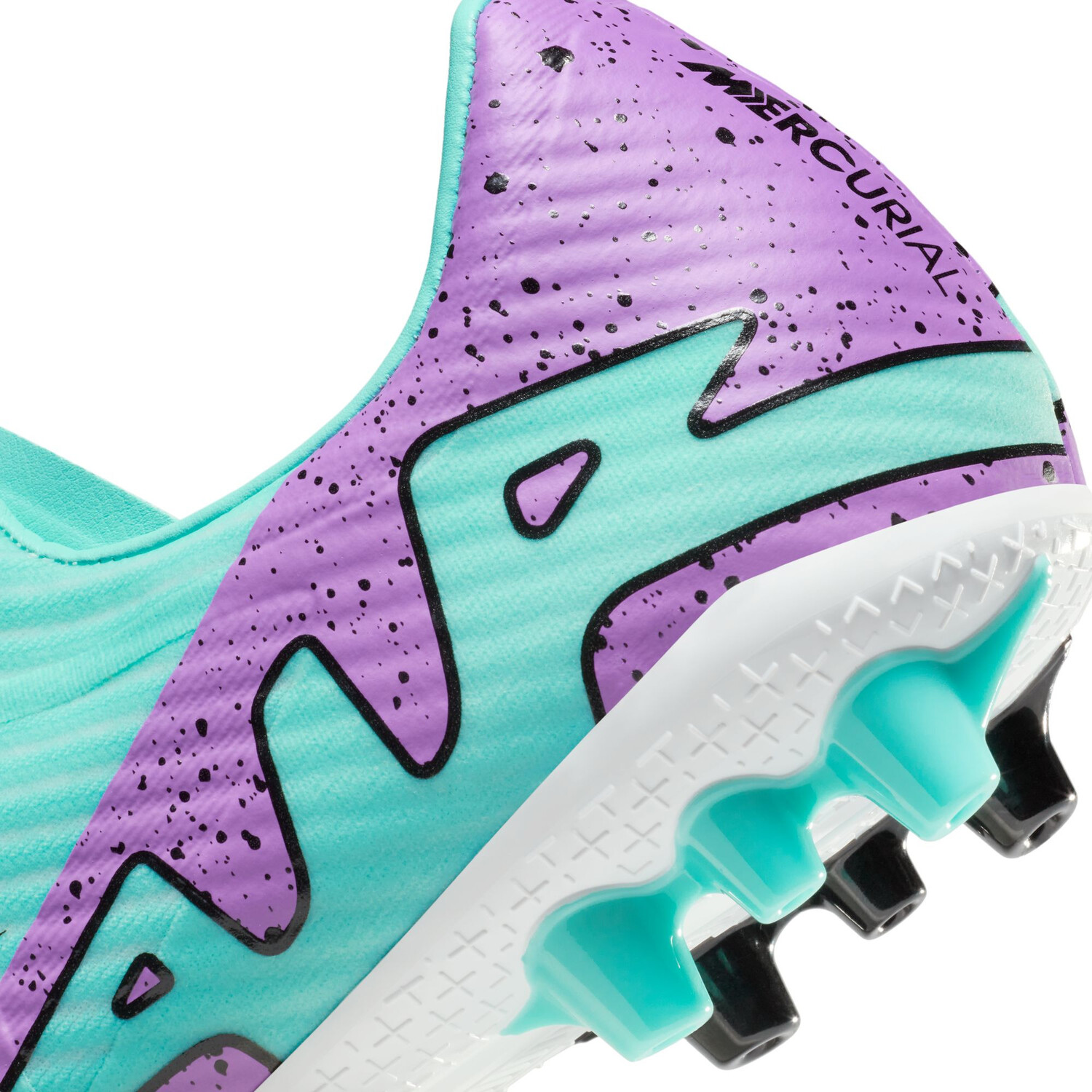 Nike Zoom Mercurial Vapor 15 Academy Sans Lacets Gazon Naturel Artificiel  Chaussures de Foot (MG) Enfants Turquoise Mauve Noir