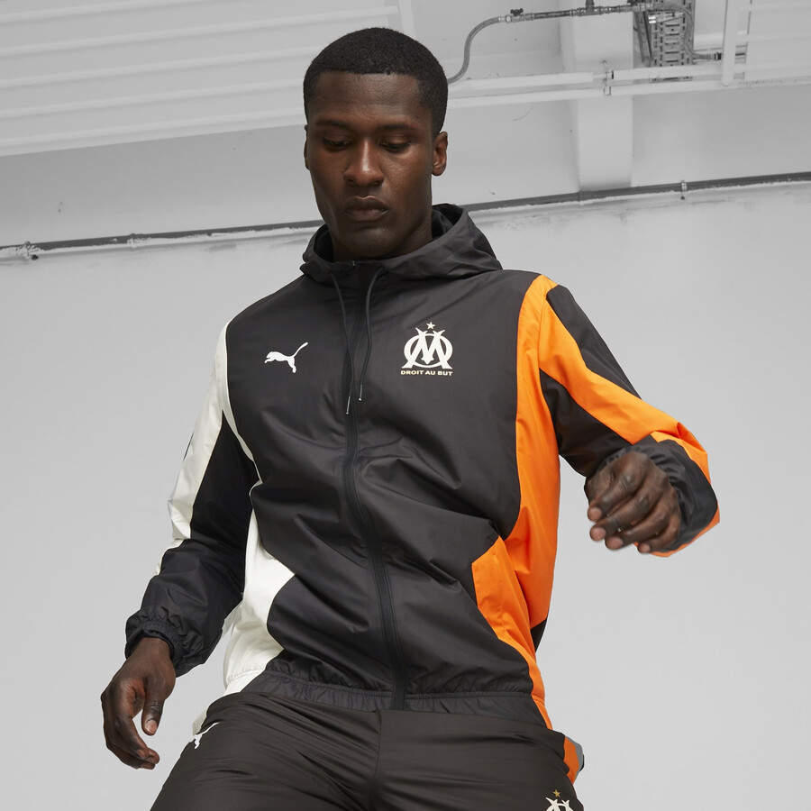 Veste avant match OM noir orange 2023/24