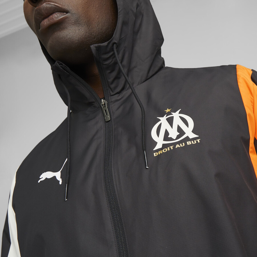 Veste avant match OM noir orange 2023/24