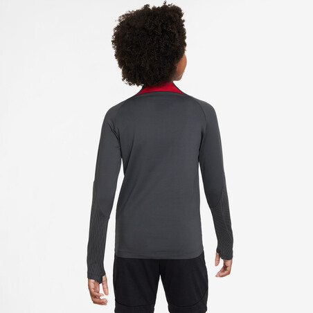 Sweat zippé junior Liverpool Strike gris foncé rouge 2023/24