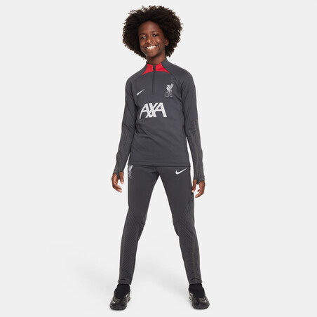 Sweat zippé junior Liverpool Strike gris foncé rouge 2023/24