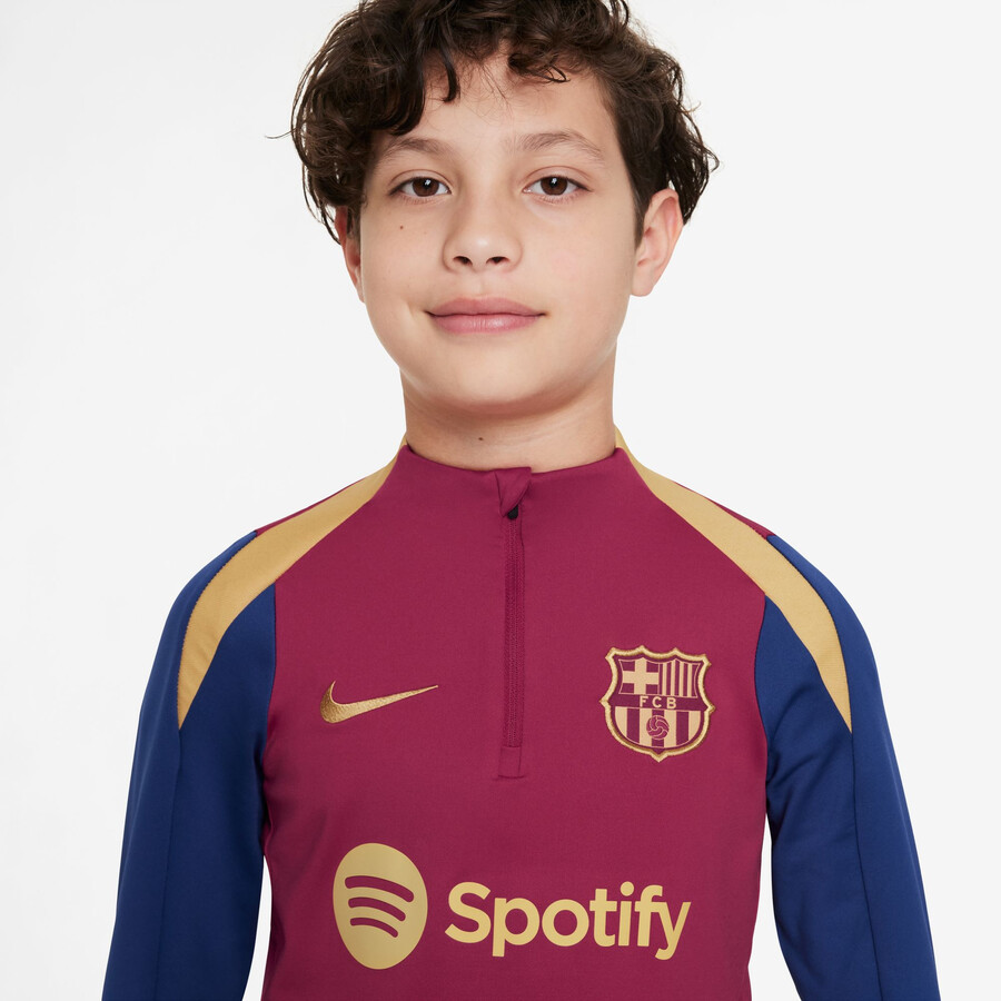 Sweat zippé junior FC Barcelone Strike rouge bleu 2023/24