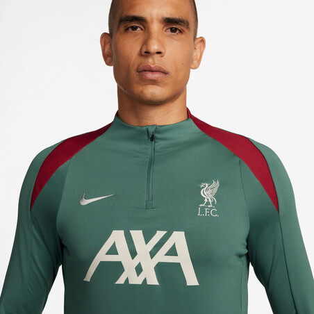 Sweat zippé Liverpool Strike vert rouge 2024/25