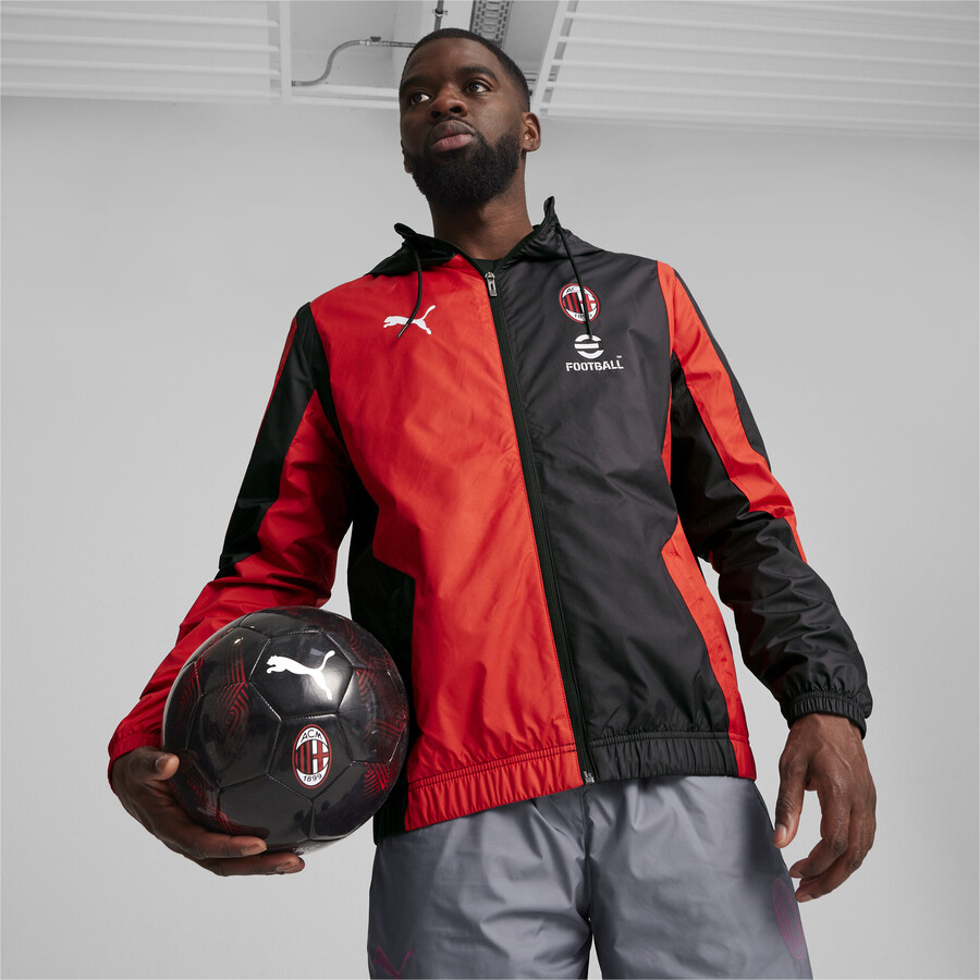 Veste survêtement avant match Milan AC noir rouge 2023/24