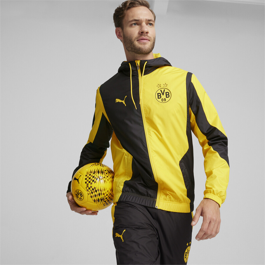 Veste survetement avant match Dortmund noir jaune 2023 24 sur Foot