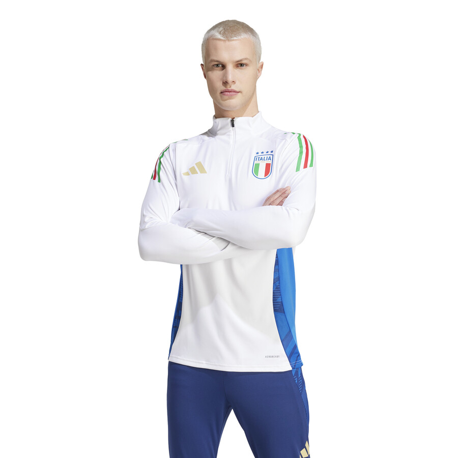 Sweat zippé Italie blanc bleu 2024