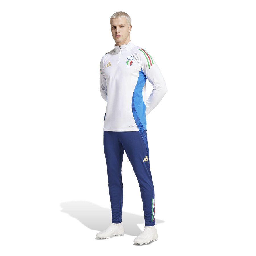 Sweat zippé Italie blanc bleu 2024