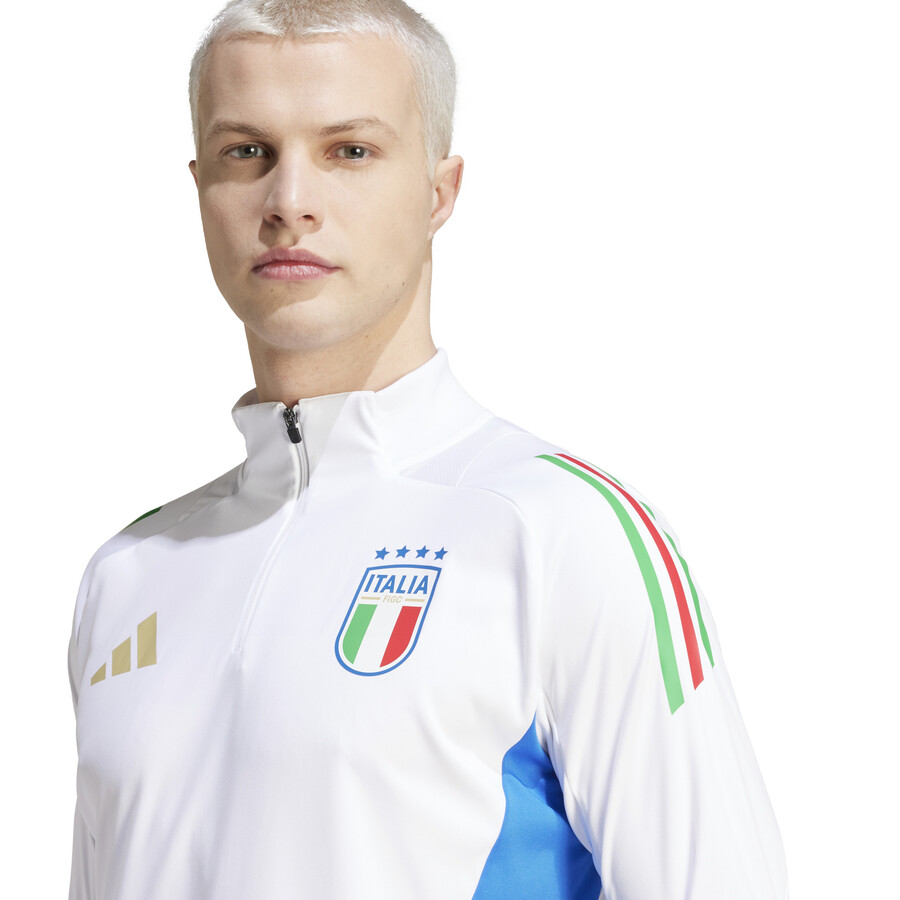 Sweat zippé Italie blanc bleu 2024