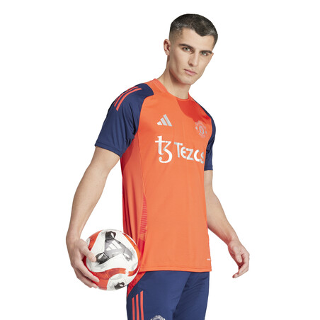 Maillot entraînement Manchester United orange bleu 2024/25