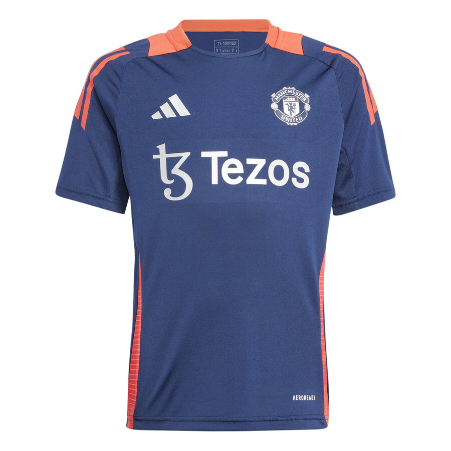 Maillot entraînement junior Manchester United bleu orange 2024/25