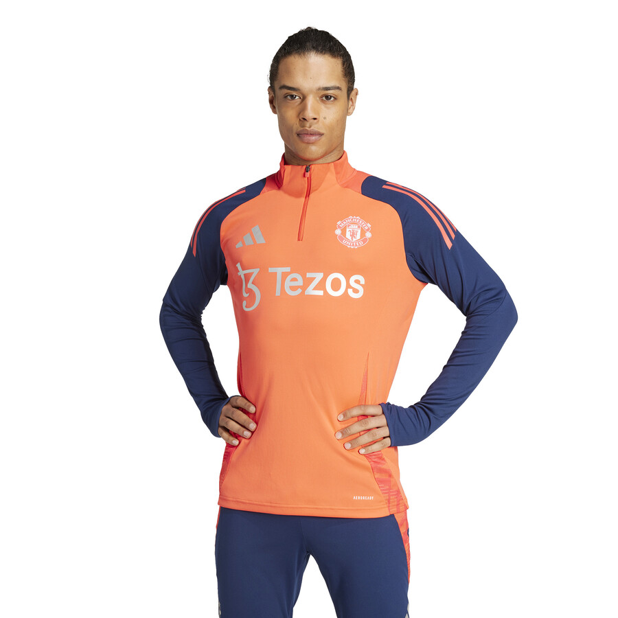 Sweat zippé Manchester United orange bleu 2024/25