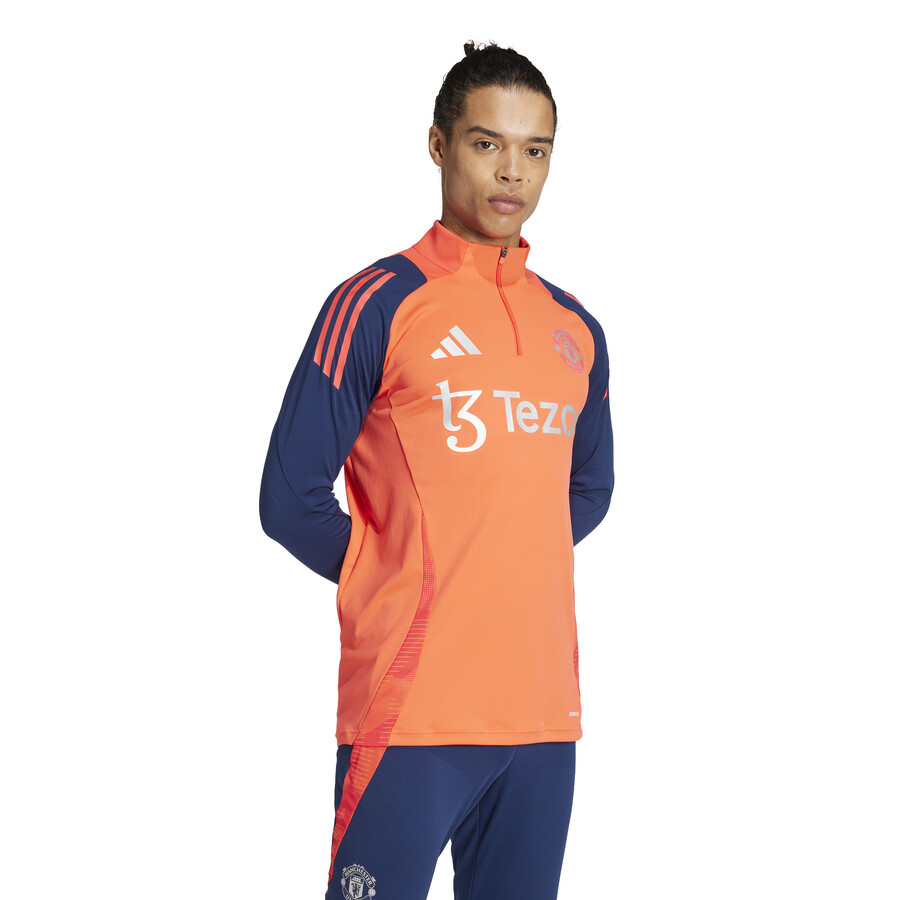 Sweat zippé Manchester United orange bleu 2024/25