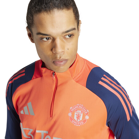 Sweat zippé Manchester United orange bleu 2024/25