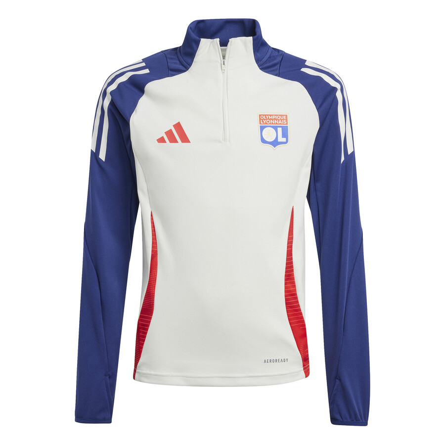 Sweat zippé junior OL blanc bleu 2024/25