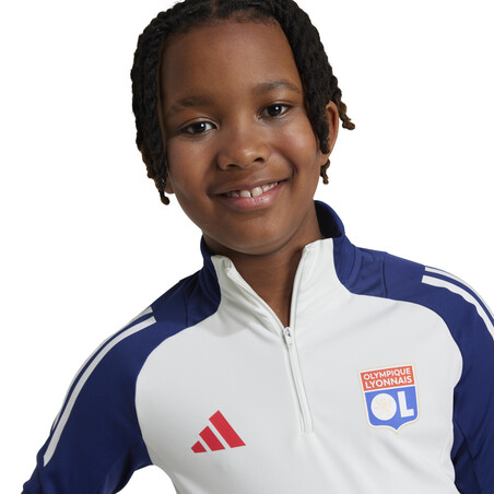 Sweat zippé junior OL blanc bleu 2024/25