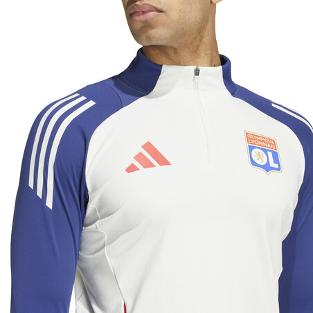 Sweat zippé OL blanc bleu 2024/25