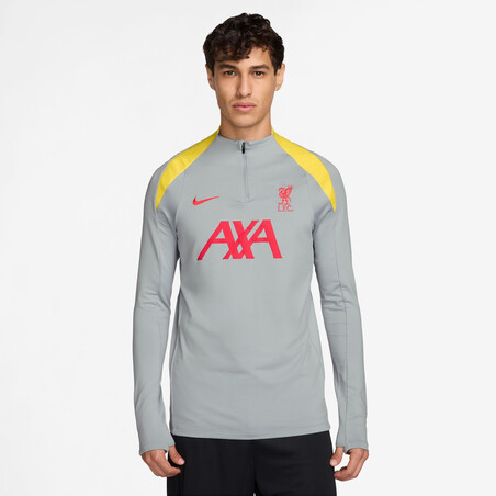 Sweat zippé Liverpool Strike gris jaune 2024/25