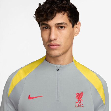 Sweat zippé Liverpool Strike gris jaune 2024/25