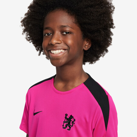 Maillot entraînement junior Chelsea Strike rose noir 2024/25