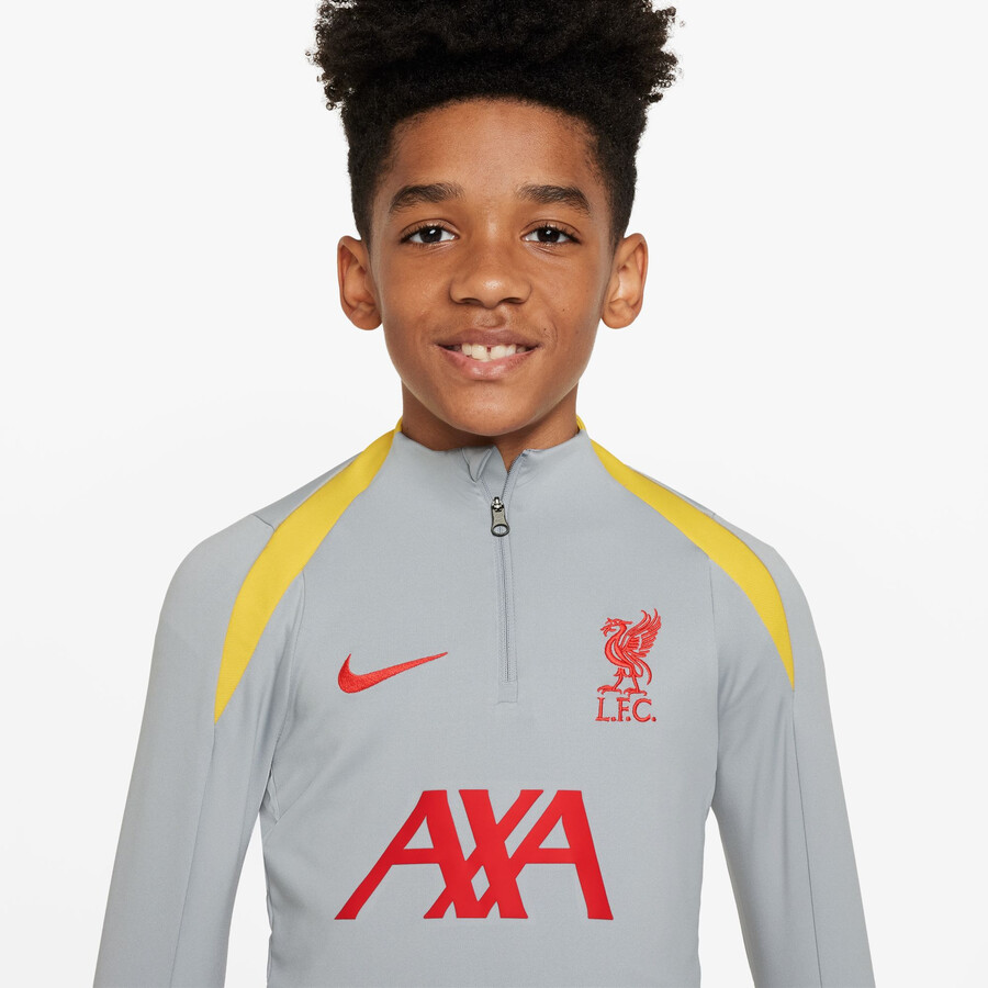 Sweat zippé junior Liverpool Strike gris jaune 2024/25