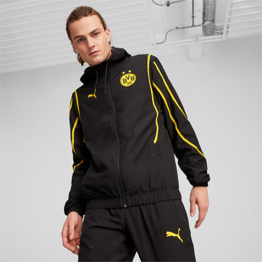 Veste avant match Dortmund noir jaune 2024/25