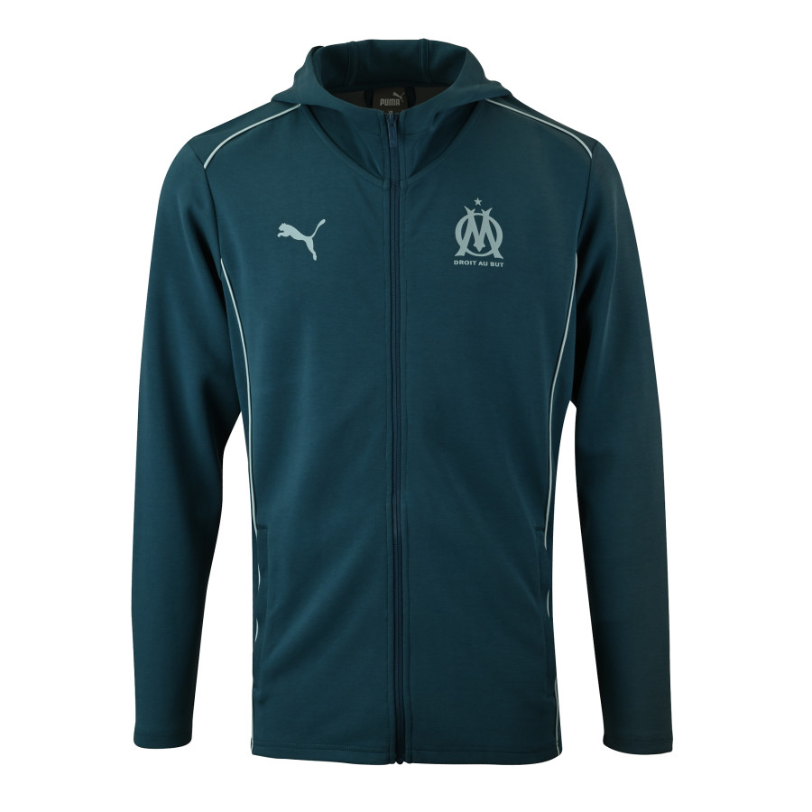 Veste survetement OM casual bleu ocean 2024 25 sur Foot