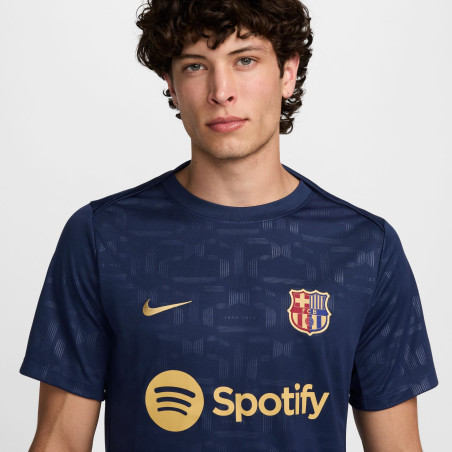 Maillot avant match FC Barcelone bleu or 2024/25