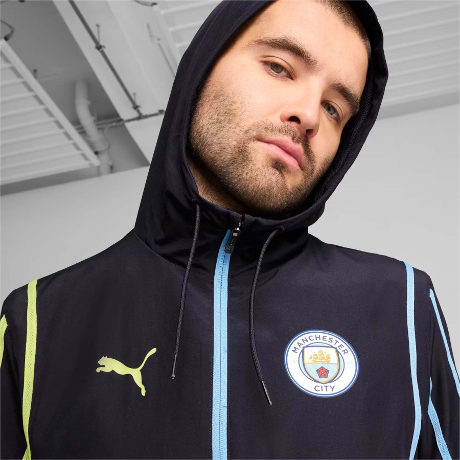 Veste survetement avant match Manchester City noir bleu 2024 25 sur Foot