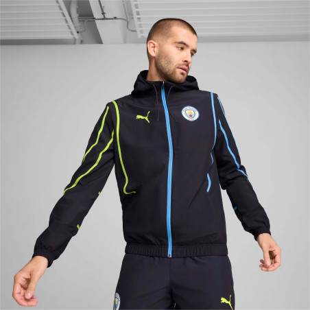 Veste survêtement avant match Manchester City noir bleu 2024/25