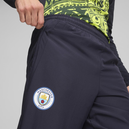 Pantalon survêtement avant match Manchester City noir bleu 2024/25