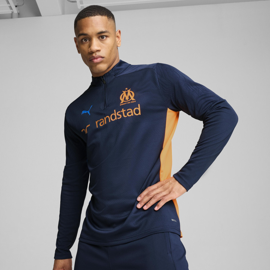 Sweat zippé OM bleu orange 2024/25