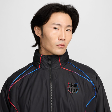 Veste imperméable FC Barcelone noir rouge 2024/25