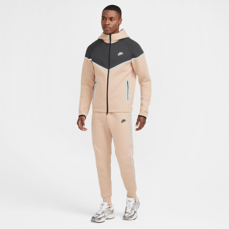 Veste survêtement Nike TechFleece Windrunner beige noir